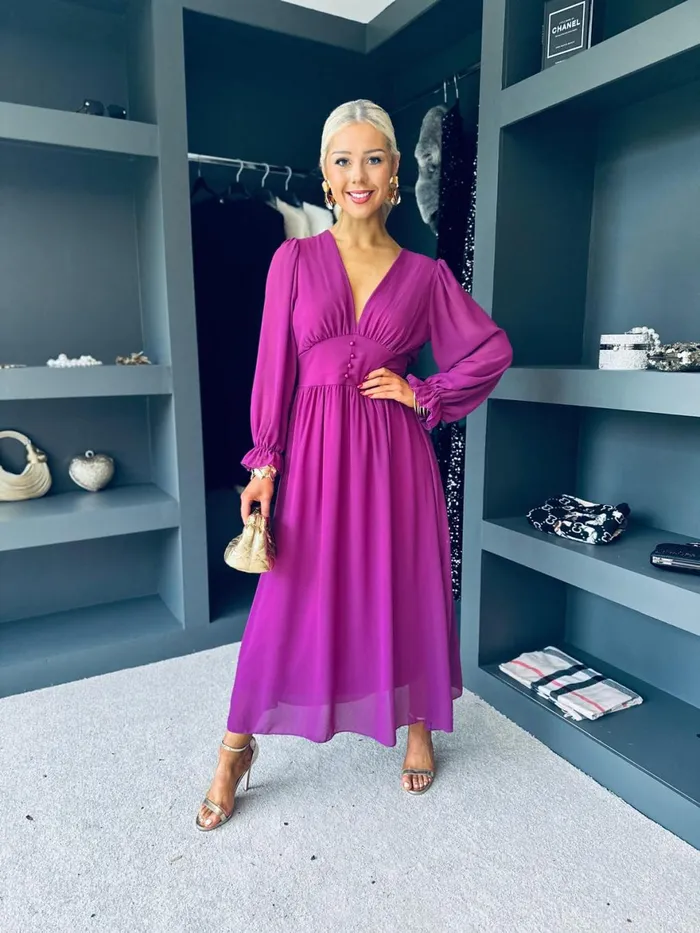 Women Evening Dress Canella Lane Cliona Banded Midi Dress Berry