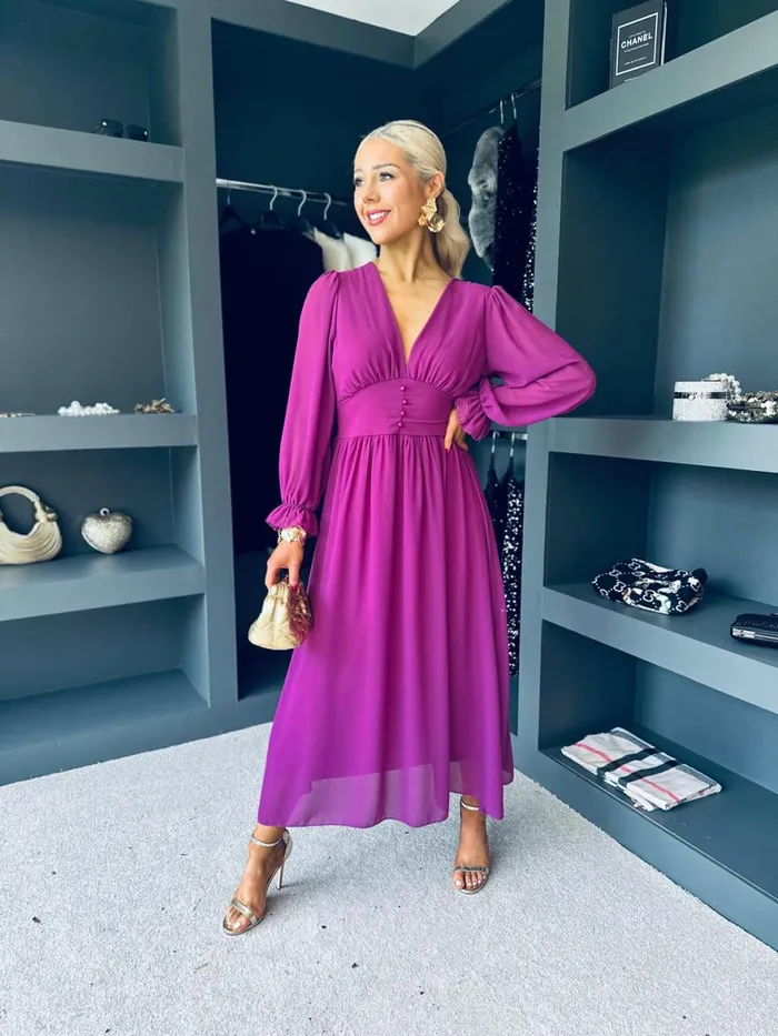 Women Evening Dress Canella Lane Cliona Banded Midi Dress Berry