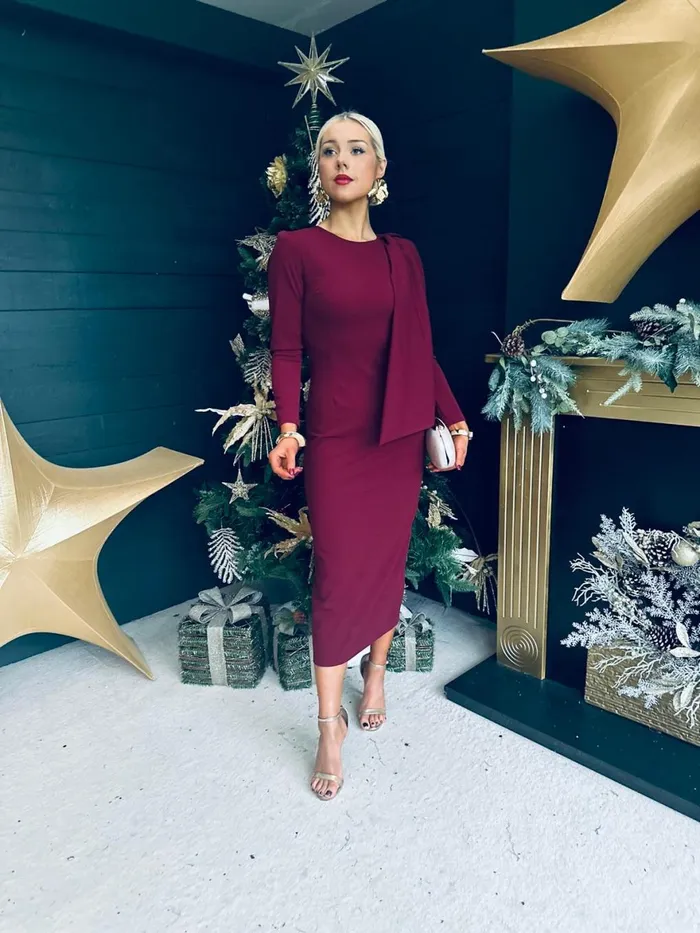 Women Evening Dress Canella Lane Doireann Sash Detail Occasion Dress Burgundy