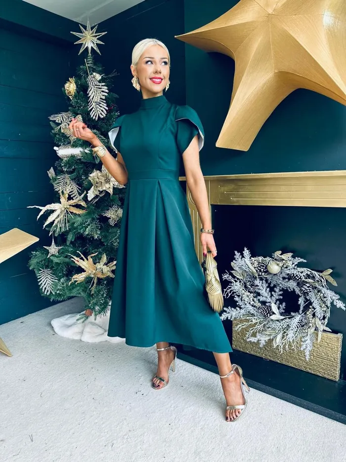 Women Evening Dress Canella Lane Harriet Detailed Occasion Midi Dress Forest