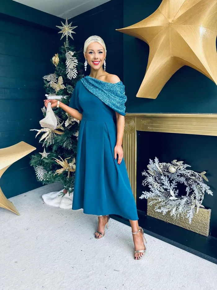 Women Evening Dress Canella Lane Juliet Detailed Occasion Dress Teal