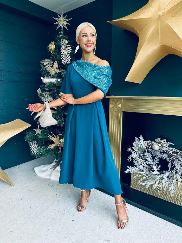 Women Evening Dress Canella Lane Juliet Detailed Occasion Dress Teal