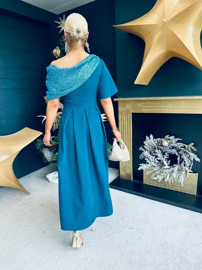 Women Evening Dress Canella Lane Juliet Detailed Occasion Dress Teal