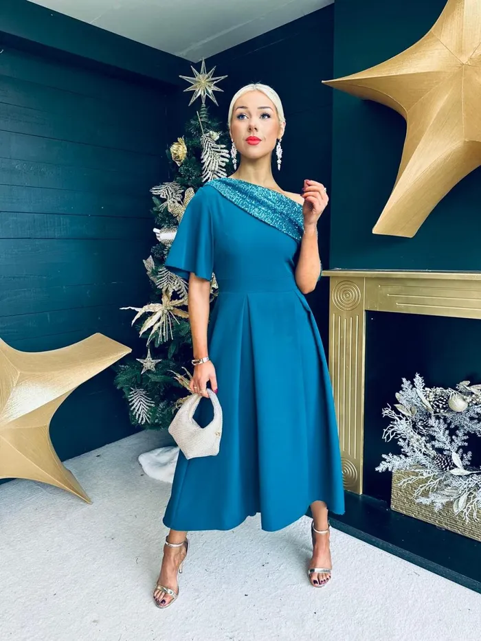 Women Evening Dress Canella Lane Juliet Detailed Occasion Dress Teal