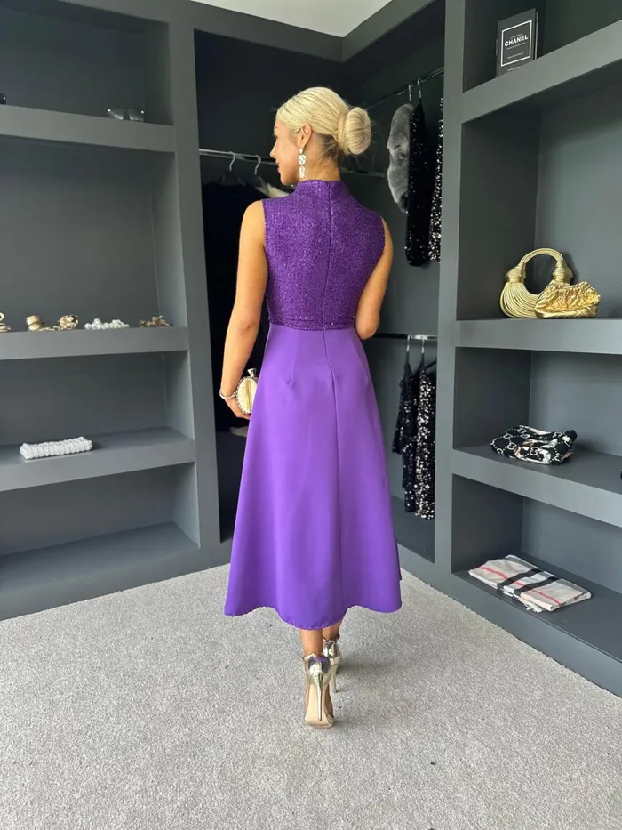 Women Evening Dress Canella Lane Madison Sequin Detail Dress Violet