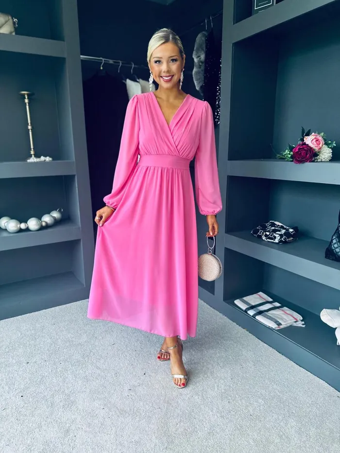 Women Evening Dress Canella Lane Maeve Banded Midi Dress Pink