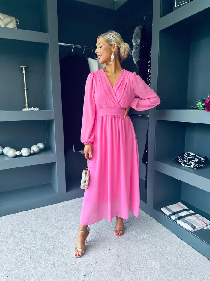Women Evening Dress Canella Lane Maeve Banded Midi Dress Pink