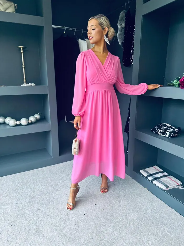 Women Evening Dress Canella Lane Maeve Banded Midi Dress Pink