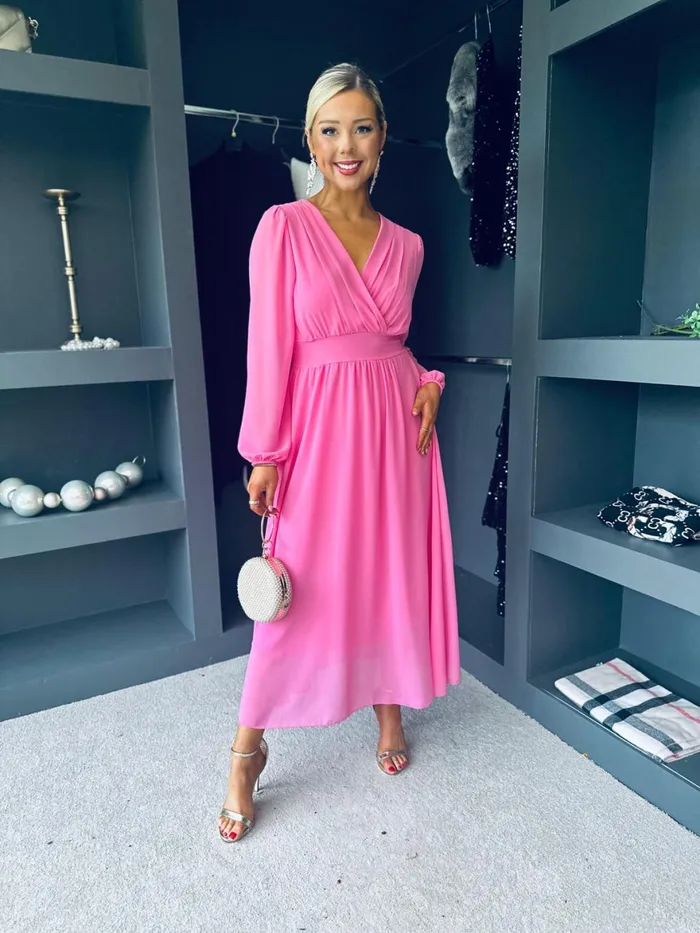 Women Evening Dress Canella Lane Maeve Banded Midi Dress Pink