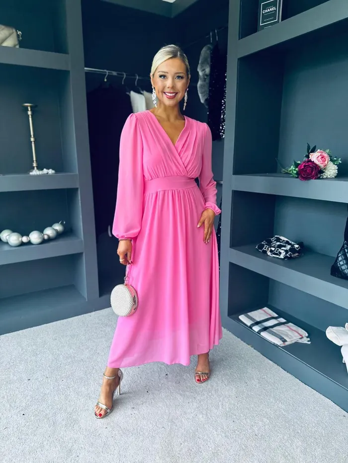 Women Evening Dress Canella Lane Maeve Banded Midi Dress Pink