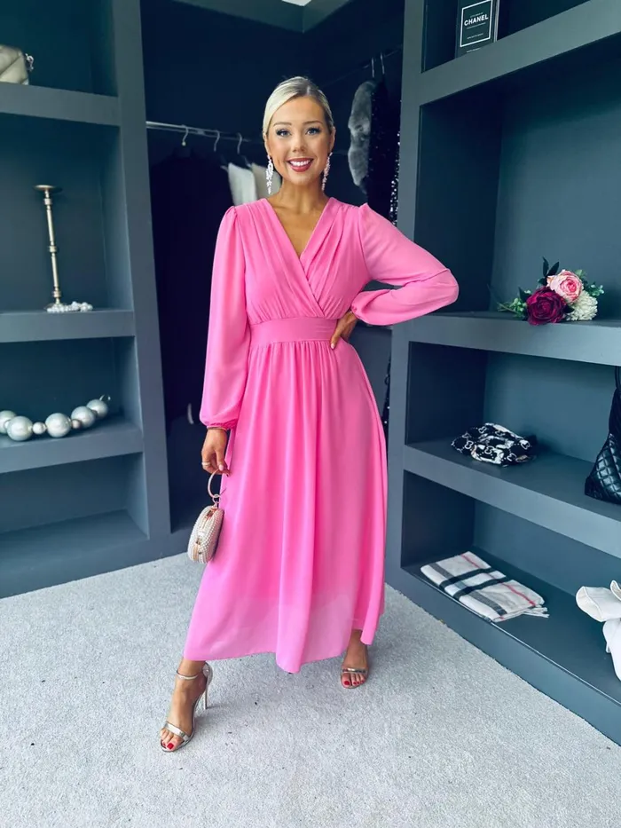 Women Evening Dress Canella Lane Maeve Banded Midi Dress Pink