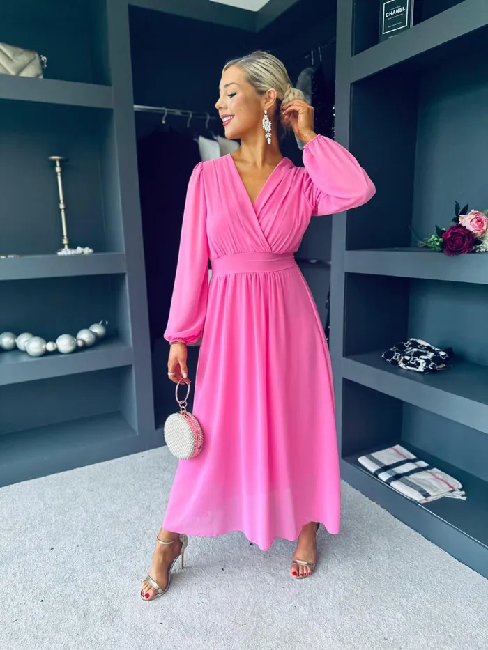 Women Evening Dress Canella Lane Maeve Banded Midi Dress Pink