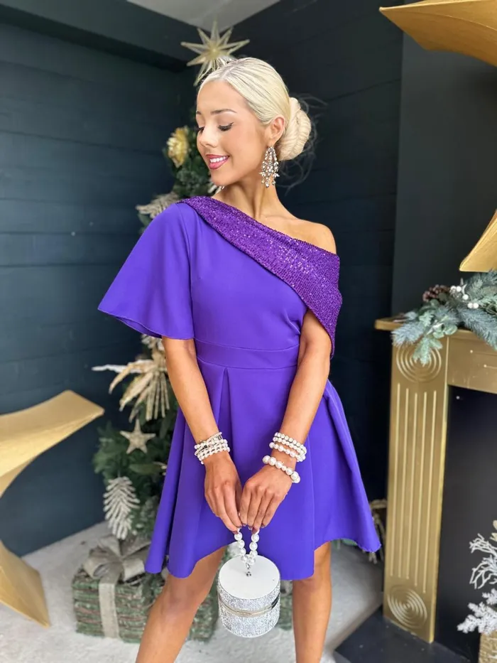 Women Evening Dress Canella Lane Molly Detailed Occasion Dress Purple