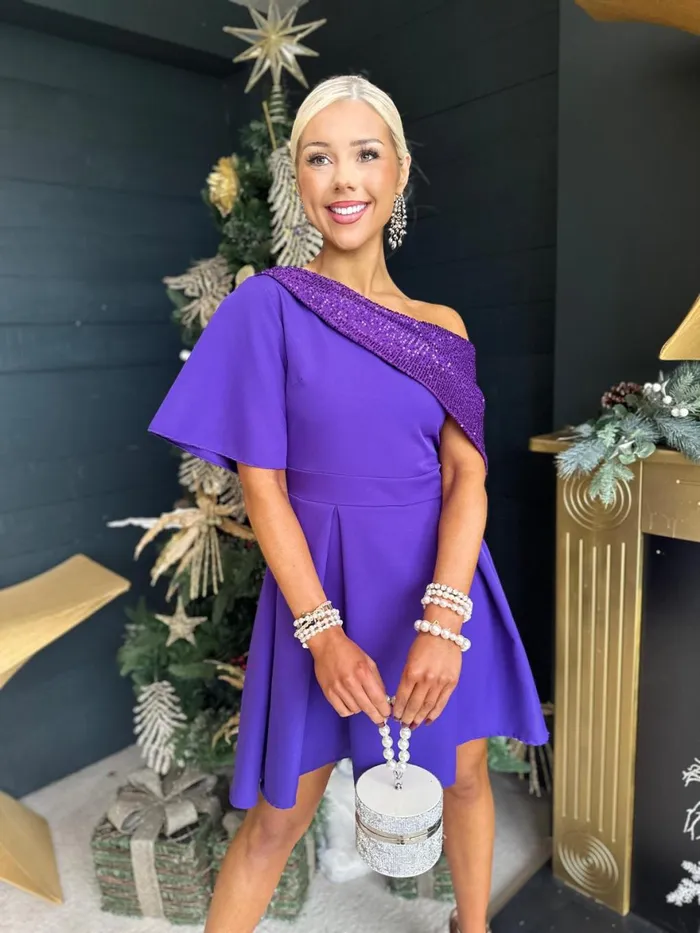 Women Evening Dress Canella Lane Molly Detailed Occasion Dress Purple
