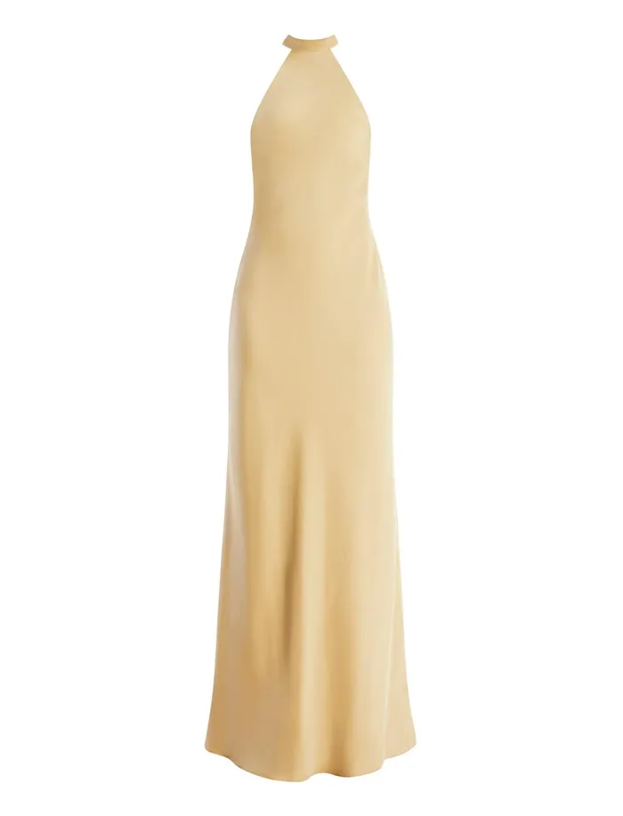 Women Evening Dresses and Gowns BCBG Peighten Halter Gown Prairie Sand