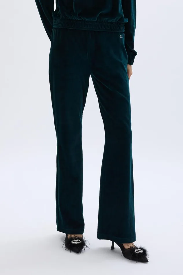 Women Flared Velvet Trousers Dark Green Green Sonia Rykiel Trousers And Denim