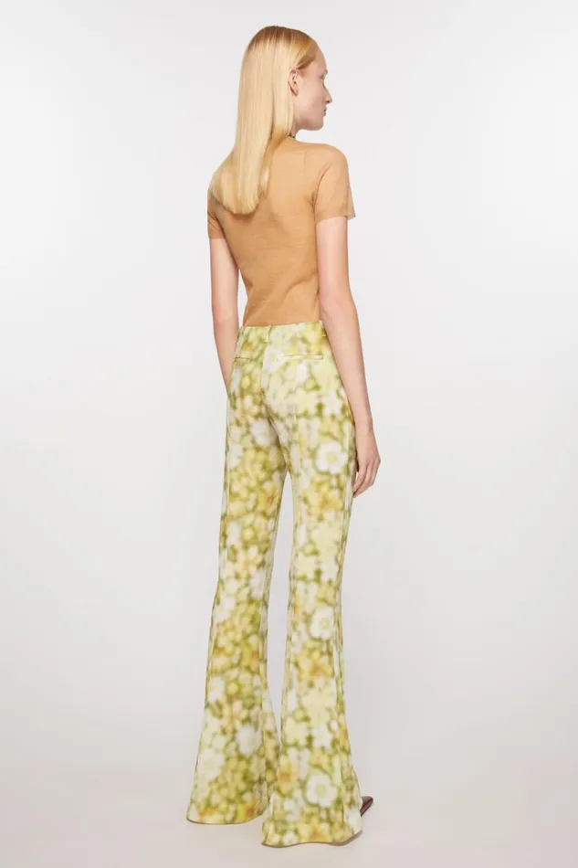 Women Fluid Print Trousers Green Multi Acne Studios Trousers