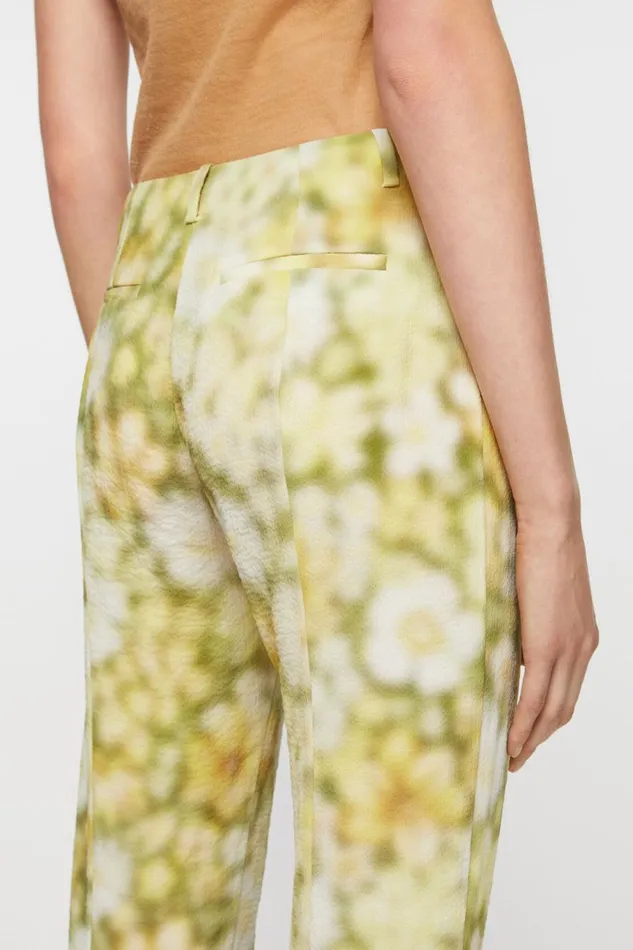 Women Fluid Print Trousers Green Multi Acne Studios Trousers