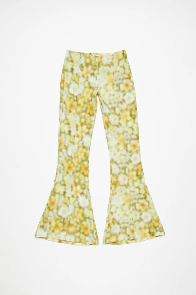 Women Fluid Print Trousers Green Multi Acne Studios Trousers