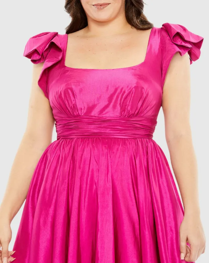 Women Flutter Sleeve A Line High Low Ruffle Hem Gown Plus Magenta Plus Size Dresses Mac Duggal Women Flutter Sleeve A Line High Low Ruffle Hem Gown Plus Magenta Plus Size Dresses Mac Duggal