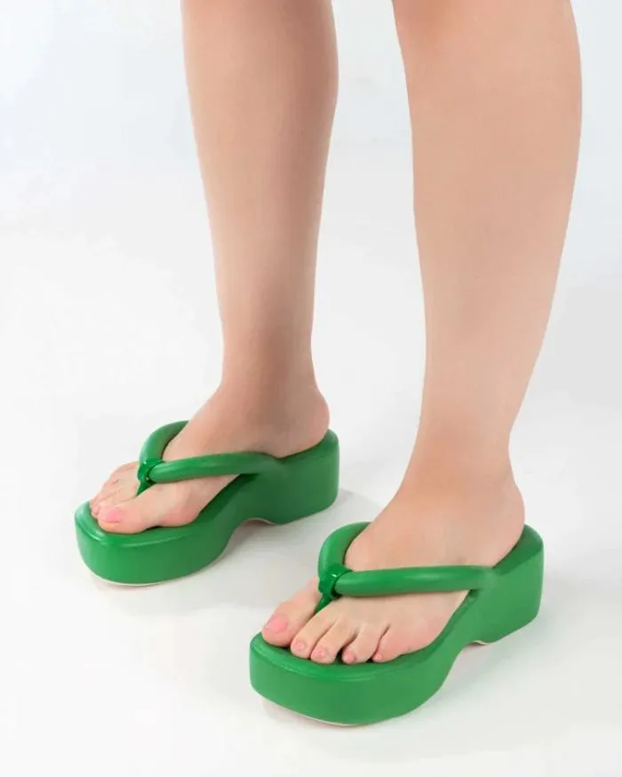 Women Free Platform Green Melissa Flip Flops