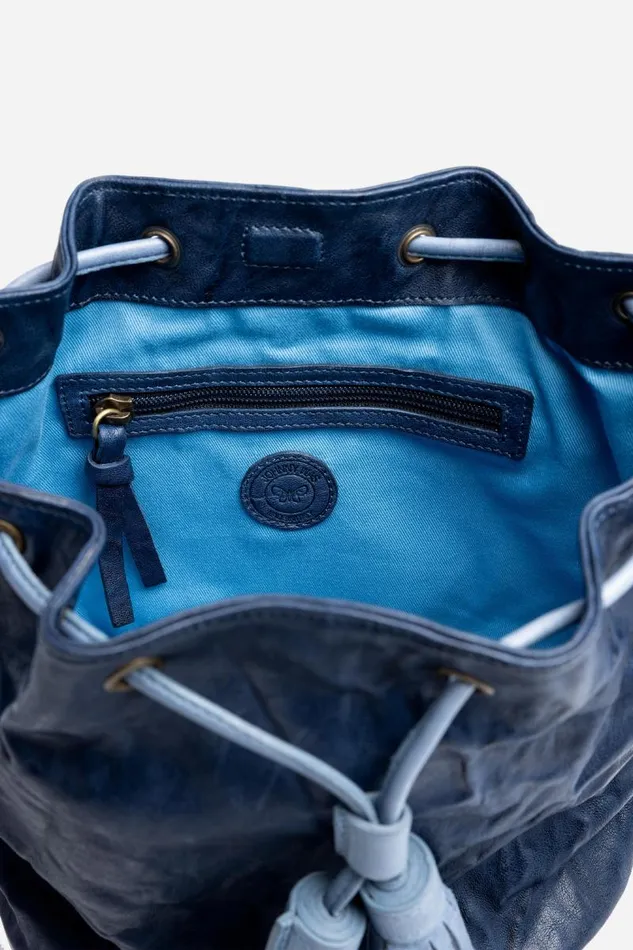 Women Handbags Johnny Was ABISSO ITALIAN LEATHER BUCKET BAG Blue