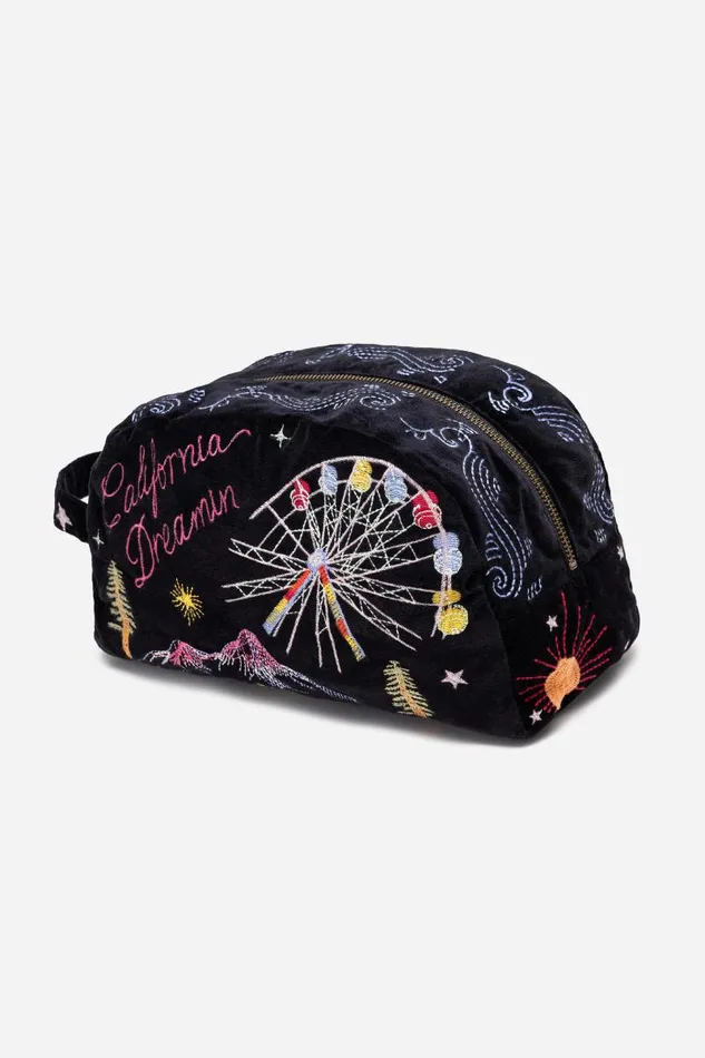 Women Handbags Johnny Was CALIFORNIA COTTON VELVET MAKEUP BAG Black Women Handbags Johnny Was CALIFORNIA COTTON VELVET MAKEUP BAG Black