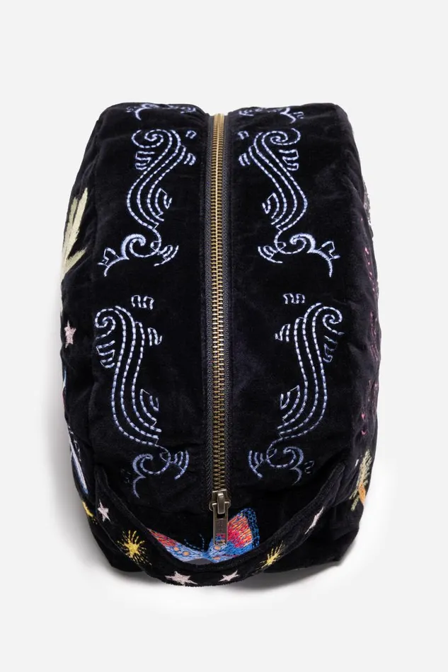 Women Handbags Johnny Was CALIFORNIA COTTON VELVET MAKEUP BAG Black Women Handbags Johnny Was CALIFORNIA COTTON VELVET MAKEUP BAG Black