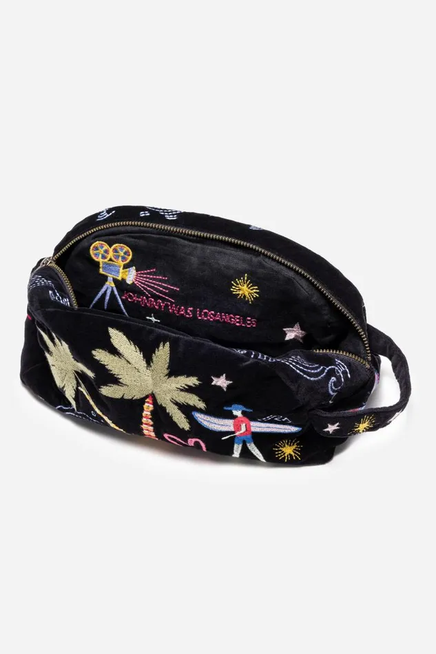 Women Handbags Johnny Was CALIFORNIA COTTON VELVET MAKEUP BAG Black Women Handbags Johnny Was CALIFORNIA COTTON VELVET MAKEUP BAG Black