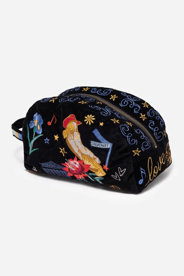 Women Handbags Johnny Was NASHVILLE COTTON VELVET MAKEUP BAG Black Women Handbags Johnny Was NASHVILLE COTTON VELVET MAKEUP BAG Black