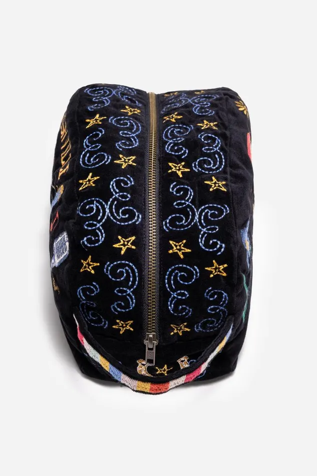 Women Handbags Johnny Was NASHVILLE COTTON VELVET MAKEUP BAG Black Women Handbags Johnny Was NASHVILLE COTTON VELVET MAKEUP BAG Black