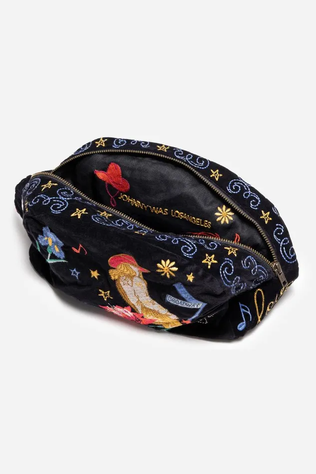 Women Handbags Johnny Was NASHVILLE COTTON VELVET MAKEUP BAG Black Women Handbags Johnny Was NASHVILLE COTTON VELVET MAKEUP BAG Black