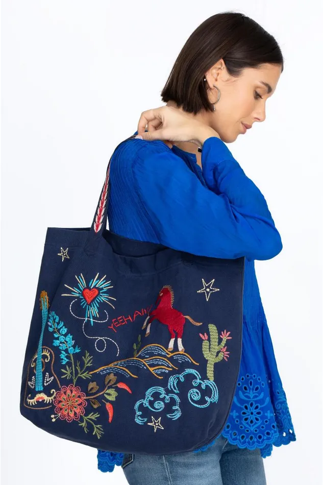 Women Handbags Johnny Was Texas Everyday Tote Navy Women Handbags Johnny Was Texas Everyday Tote Navy