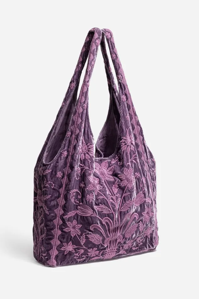 Women Handbags Johnny Was VELVET SLOUCHY TOTE Dusty Purple Women Handbags Johnny Was VELVET SLOUCHY TOTE Dusty Purple