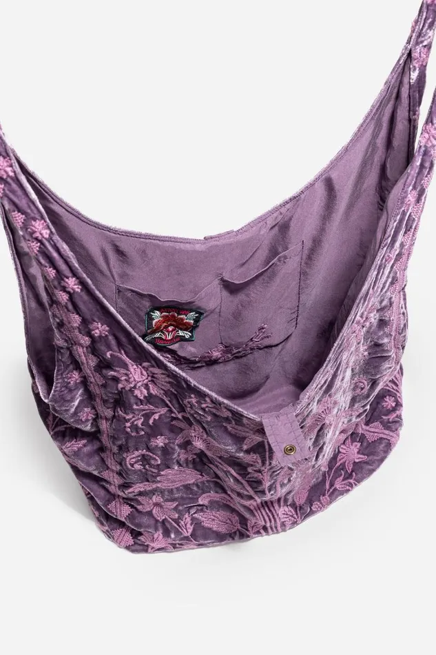Women Handbags Johnny Was VELVET SLOUCHY TOTE Dusty Purple Women Handbags Johnny Was VELVET SLOUCHY TOTE Dusty Purple