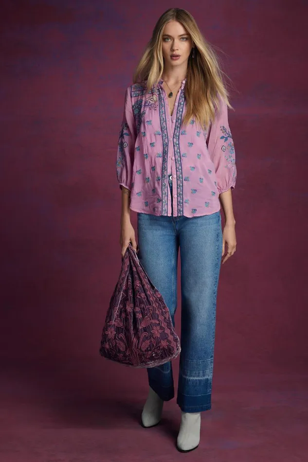 Women Handbags Johnny Was VELVET SLOUCHY TOTE Dusty Purple Women Handbags Johnny Was VELVET SLOUCHY TOTE Dusty Purple