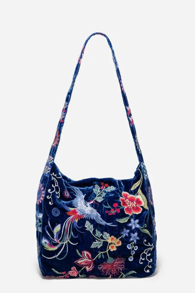 Women Handbags Johnny Was VELVET WIDE STRAP TOTE BAG Bellwether