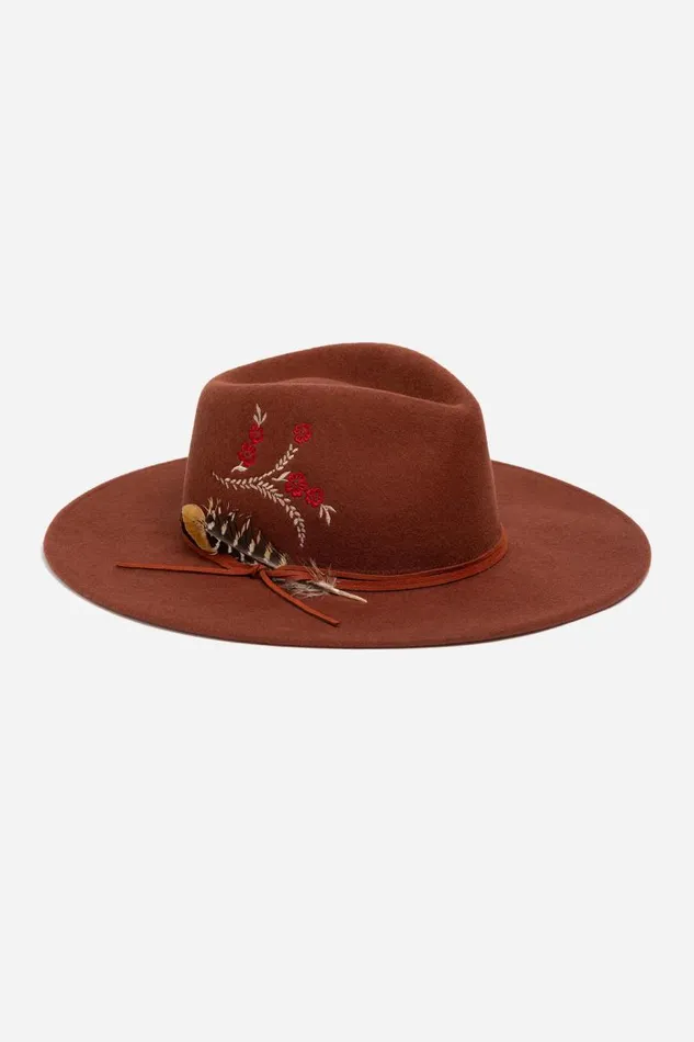 Women Hats Johnny Was HUMMINGBIRD FEATHER HAT Rust Women Hats Johnny Was HUMMINGBIRD FEATHER HAT Rust