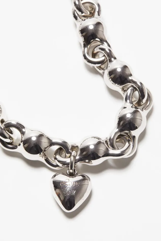 Women Heart Charm Necklace Antique Silver Acne Studios Jewellery