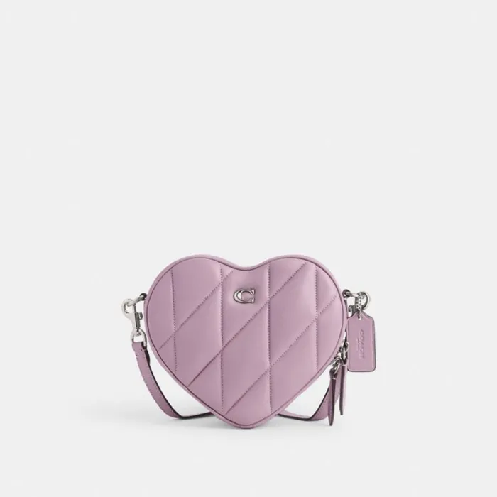 Women Heart Crossbody With Quilting Silverice Purple Coach Crossbody Bags