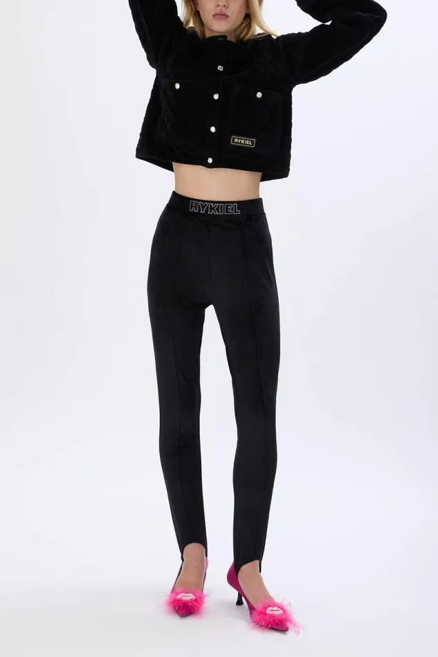 Women Highwaisted Velvet Stirrup Pants Black Black Sonia Rykiel Trousers And Denim