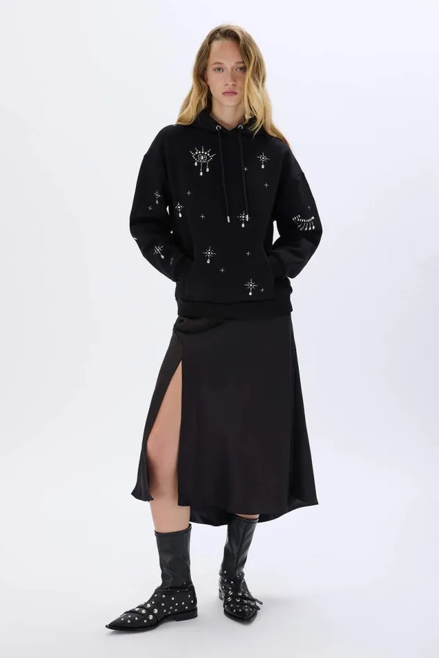 Women Hoodie With Surrealist Motifs Black Black Sonia Rykiel Sweatshirts