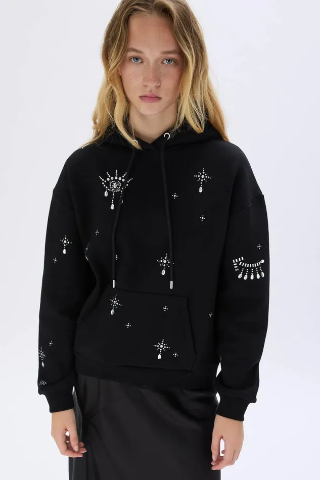 Women Hoodie With Surrealist Motifs Black Black Sonia Rykiel Sweatshirts