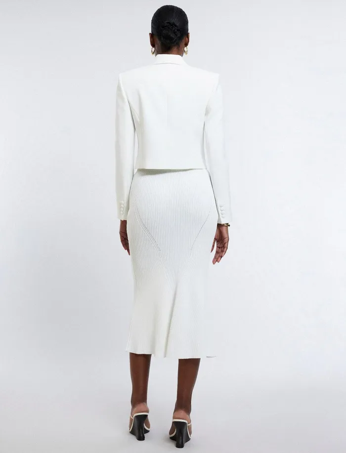 Women Jackets and Blazers BCBG Cropped Blazer Gardenia