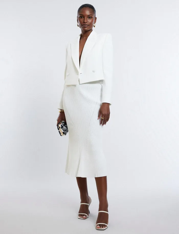 Women Jackets and Blazers BCBG Cropped Blazer Gardenia