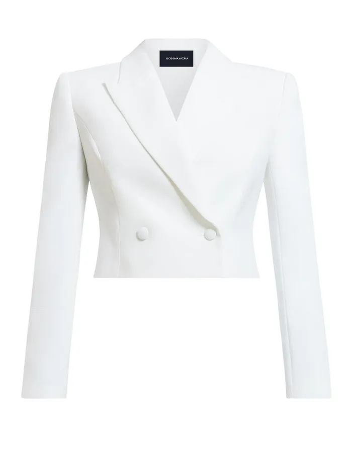 Women Jackets and Blazers BCBG Cropped Blazer Gardenia
