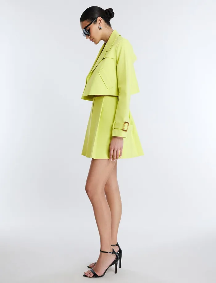 Women Jackets and Blazers BCBG Cropped Trench Jacket Yellow Plum
