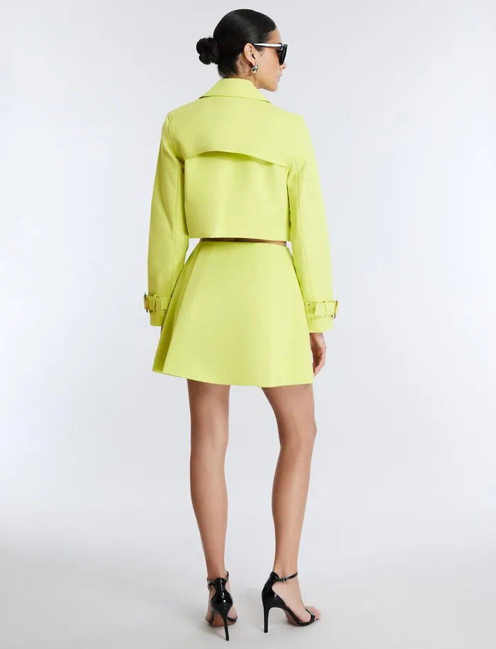 Women Jackets and Blazers BCBG Cropped Trench Jacket Yellow Plum