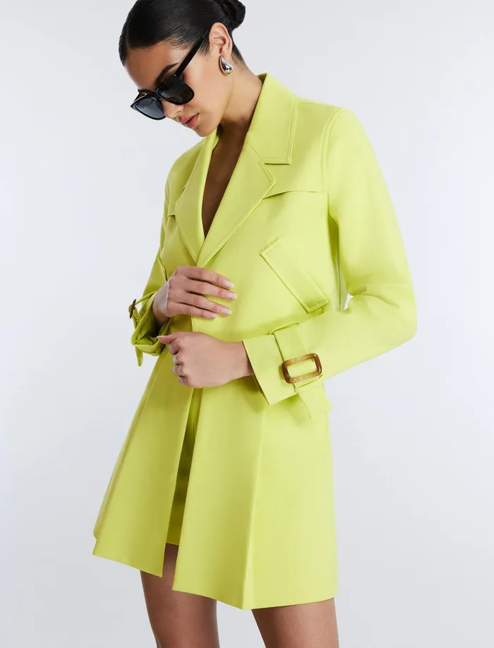 Women Jackets and Blazers BCBG Cropped Trench Jacket Yellow Plum
