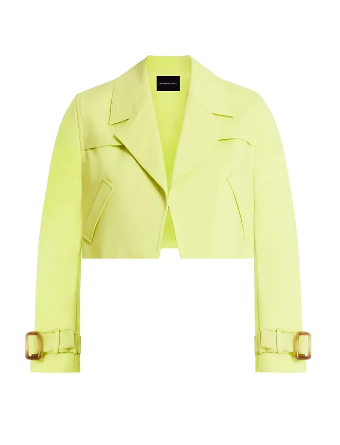 Women Jackets and Blazers BCBG Cropped Trench Jacket Yellow Plum